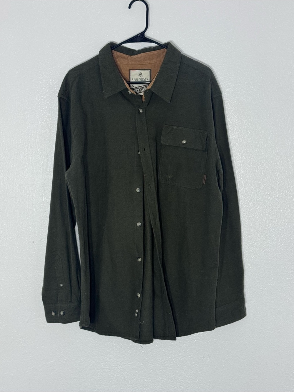 Legendary Whitetails Olive Green Button-Up Shirt Jacket with Chest Pocket